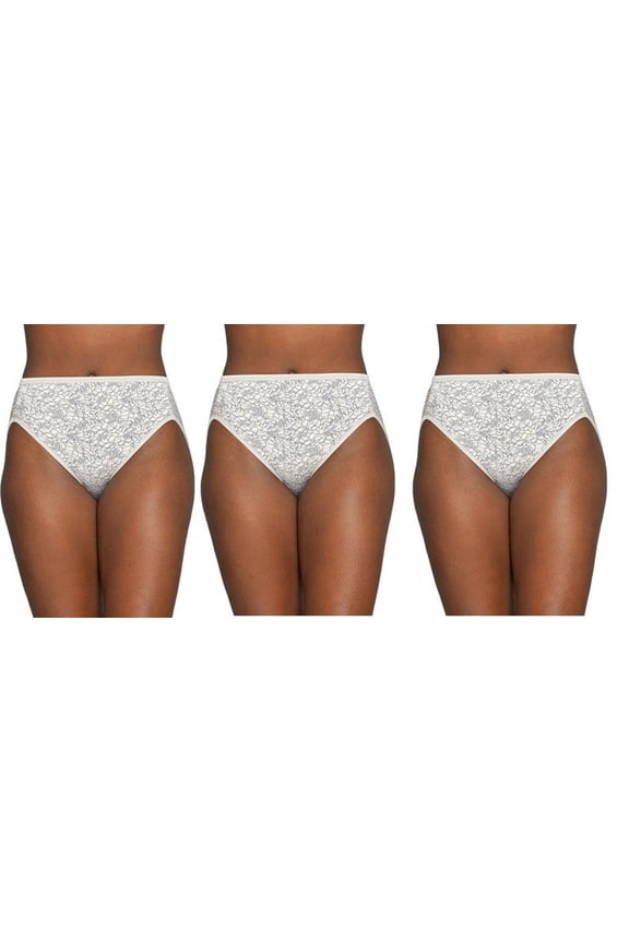 3 Pack Vanity Fair Women's Illumination Hi Cut Panties Tranquil Lace, 13108, 6