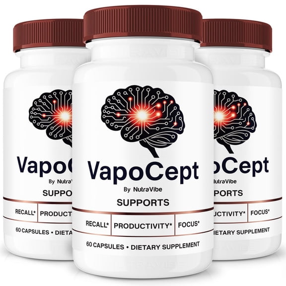 (3 Pack) VapoCept Pills Daily Formula with a Natural Blend to Help Maintain Focus, Memory & Concentration | Clean, Gentle, Easy-to-Swallow Capsules for Everyday Sharpness (180 Capsules)
