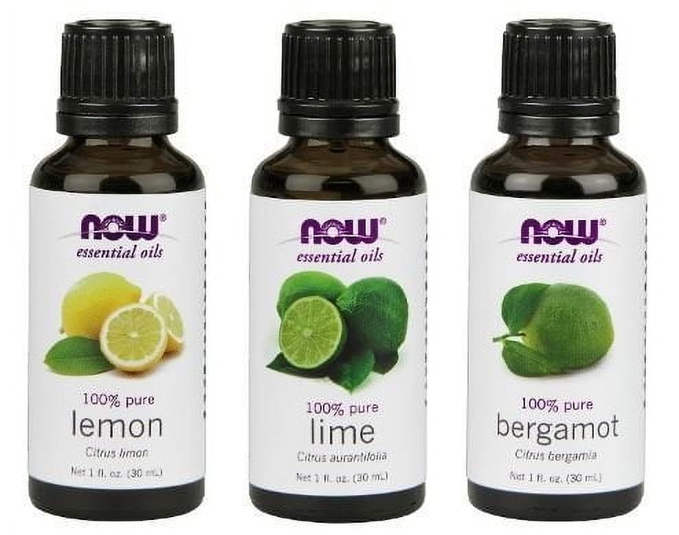 3-Pack Variety of NOW Essential Oils: Fulfill & Uplift- Lemon, Lime, Bergamot
