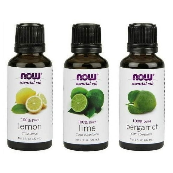 3-Pack Variety of NOW Essential Oils: Fulfill & Uplift- Lemon, Lime, Bergamot