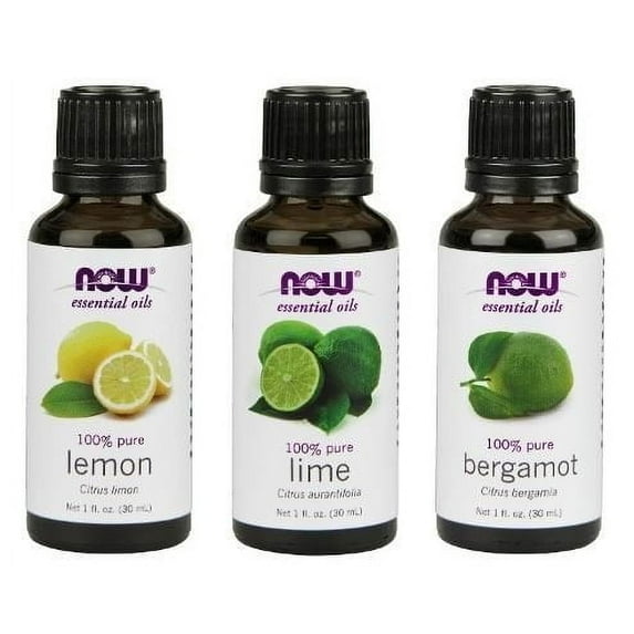 3-Pack Variety of NOW Essential Oils: Fulfill & Uplift- Lemon, Lime, Bergamot