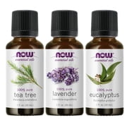 3-Pack Variety of NOW Essential Oils: Tea Tree, Eucalyptus, Lavender