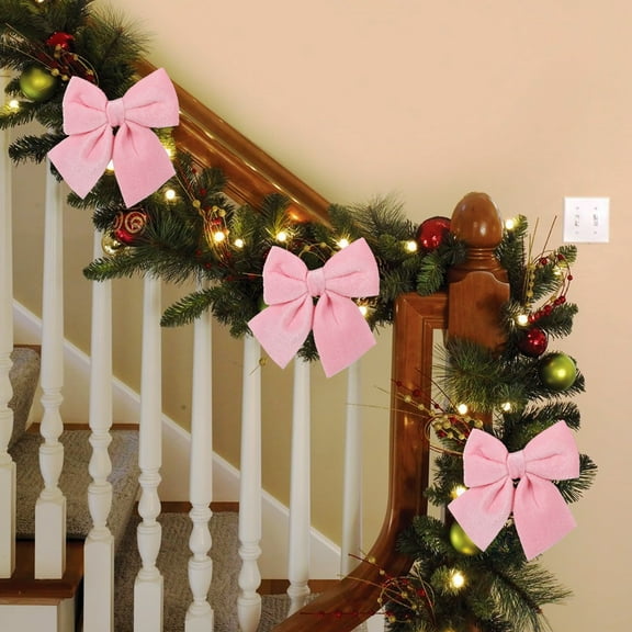 3-Pack Velvet Flocked Christmas Bows for Wreaths, Trees, and Garlands - 4 Colors, Indoor Outdoor Holiday Decorations
