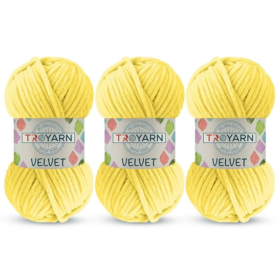 3 Pack Velvet Yarn for Crocheting - Chenille Yarn, 132 Yards Amigurumi Yarn, Fluffy Yarn, Plush Yarn, Baby Blanket Yarn for Crocheting, Size 6