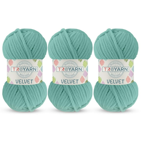 3 Pack Velvet Yarn for Crocheting - Chenille Yarn, 132 Yards Amigurumi Yarn, Fluffy Yarn, Plush Yarn, Baby Blanket Yarn for Crocheting, Size 6