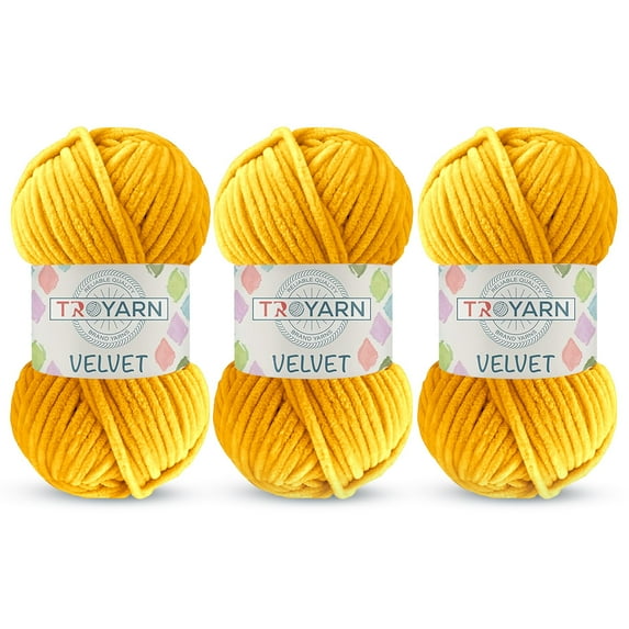 3 Pack Velvet Yarn for Crocheting - Chenille Yarn, 132 Yards Amigurumi Yarn, Fluffy Yarn, Plush Yarn, Baby Blanket Yarn for Crocheting, Size 6
