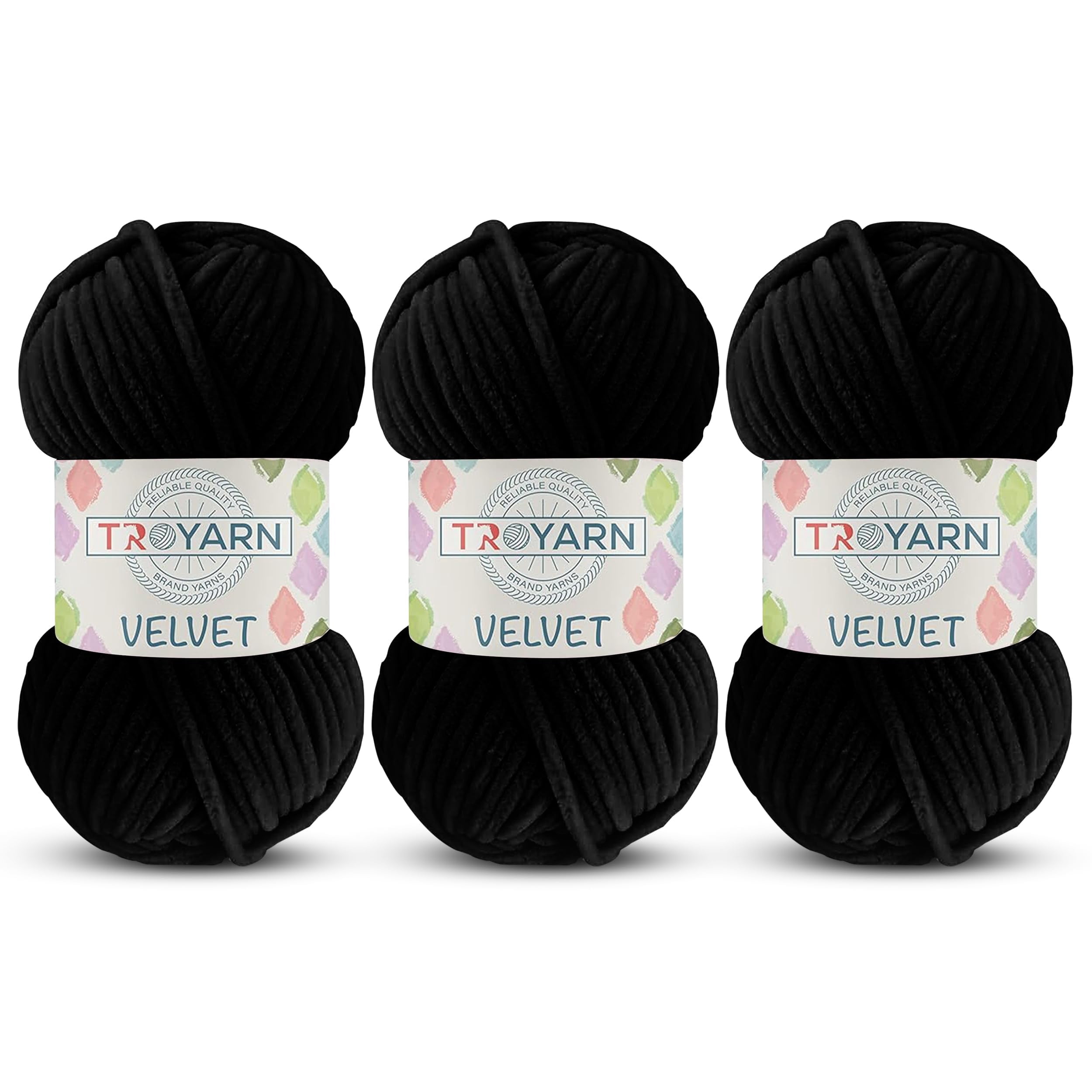 3 Pack Velvet Yarn for Crocheting - Chenille Yarn, 132 Yards Amigurumi Yarn, Fluffy Yarn, Plush Yarn, Baby Blanket Yarn for Crocheting, Size 6