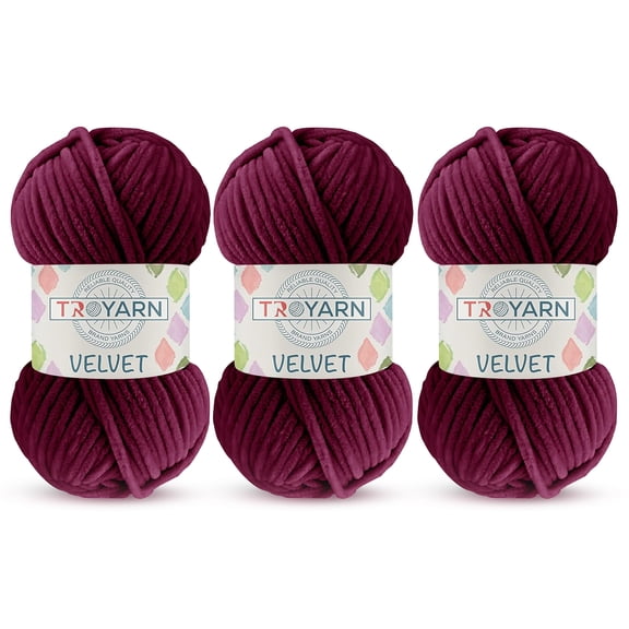 3 Pack Velvet Yarn for Crocheting - Chenille Yarn, 132 Yards Amigurumi Yarn, Fluffy Yarn, Plush Yarn, Baby Blanket Yarn for Crocheting, Size 6