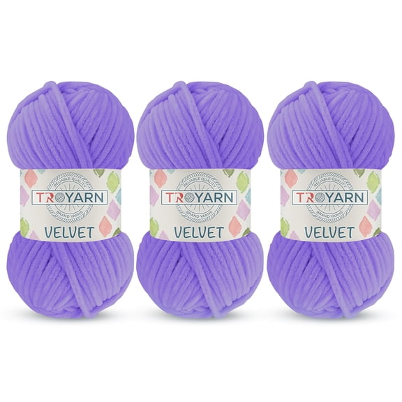 3 Pack Velvet Yarn for Crocheting - Chenille Yarn, 132 Yards Amigurumi Yarn, Fluffy Yarn, Plush Yarn, Baby Blanket Yarn for Crocheting, Size 6