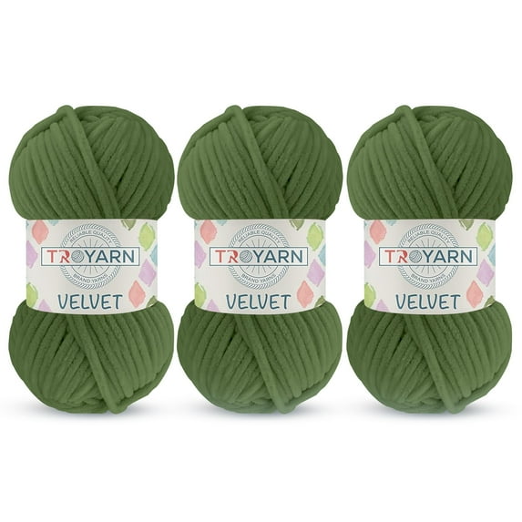 3 Pack Velvet Yarn for Crocheting - Chenille Yarn, 132 Yards Amigurumi Yarn, Fluffy Yarn, Plush Yarn, Baby Blanket Yarn for Crocheting, Size 6