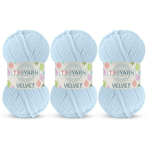 3 Pack Velvet Yarn for Crocheting - Chenille Yarn, 132 Yards Amigurumi Yarn, Fluffy Yarn, Plush Yarn, Baby Blanket Yarn for Crocheting, Size 6