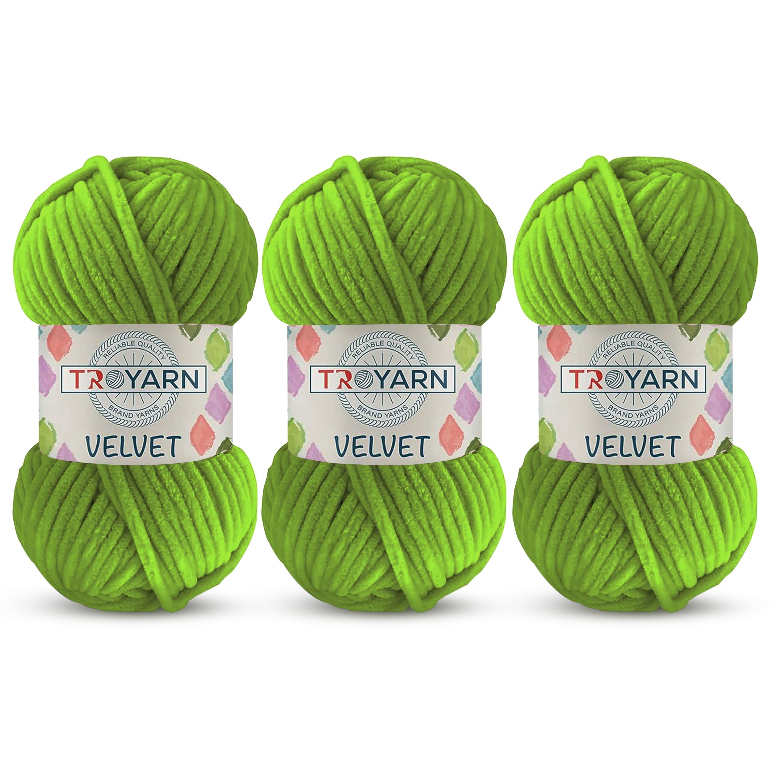 3 Pack Velvet Yarn for Crocheting - Chenille Yarn, 132 Yards Amigurumi Yarn, Fluffy Yarn, Plush Yarn, Baby Blanket Yarn for Crocheting, Size 6