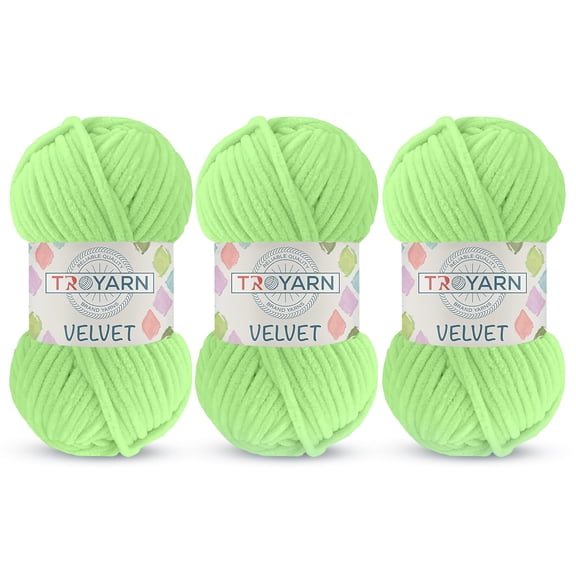 3 Pack Velvet Yarn for Crocheting - Chenille Yarn, 132 Yards Amigurumi Yarn, Fluffy Yarn, Plush Yarn, Baby Blanket Yarn for Crocheting, Size 6