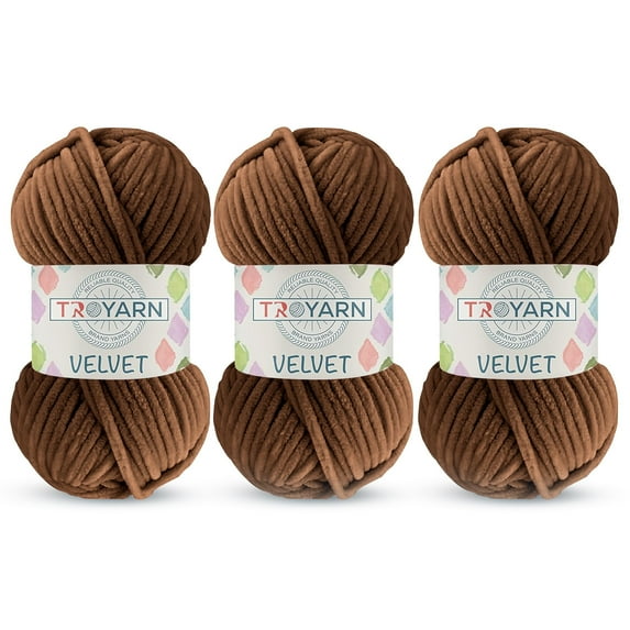3 Pack Velvet Yarn for Crocheting - Chenille Yarn, 132 Yards Amigurumi Yarn, Fluffy Yarn, Plush Yarn, Baby Blanket Yarn for Crocheting, Size 6