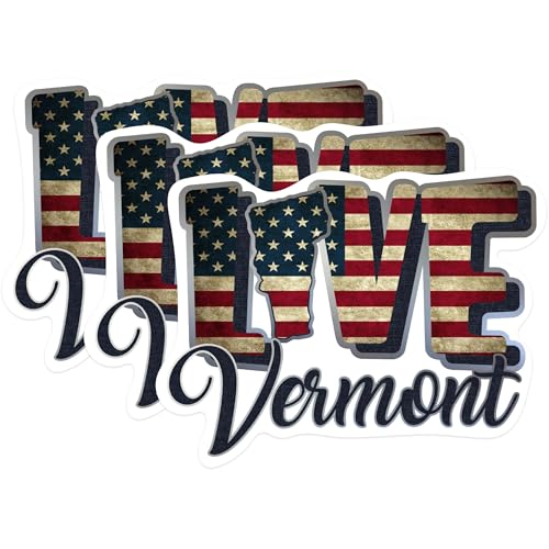 (3 Pack) Vermont Decals - Love Vermont - USA Flag State Decal - 3 ...