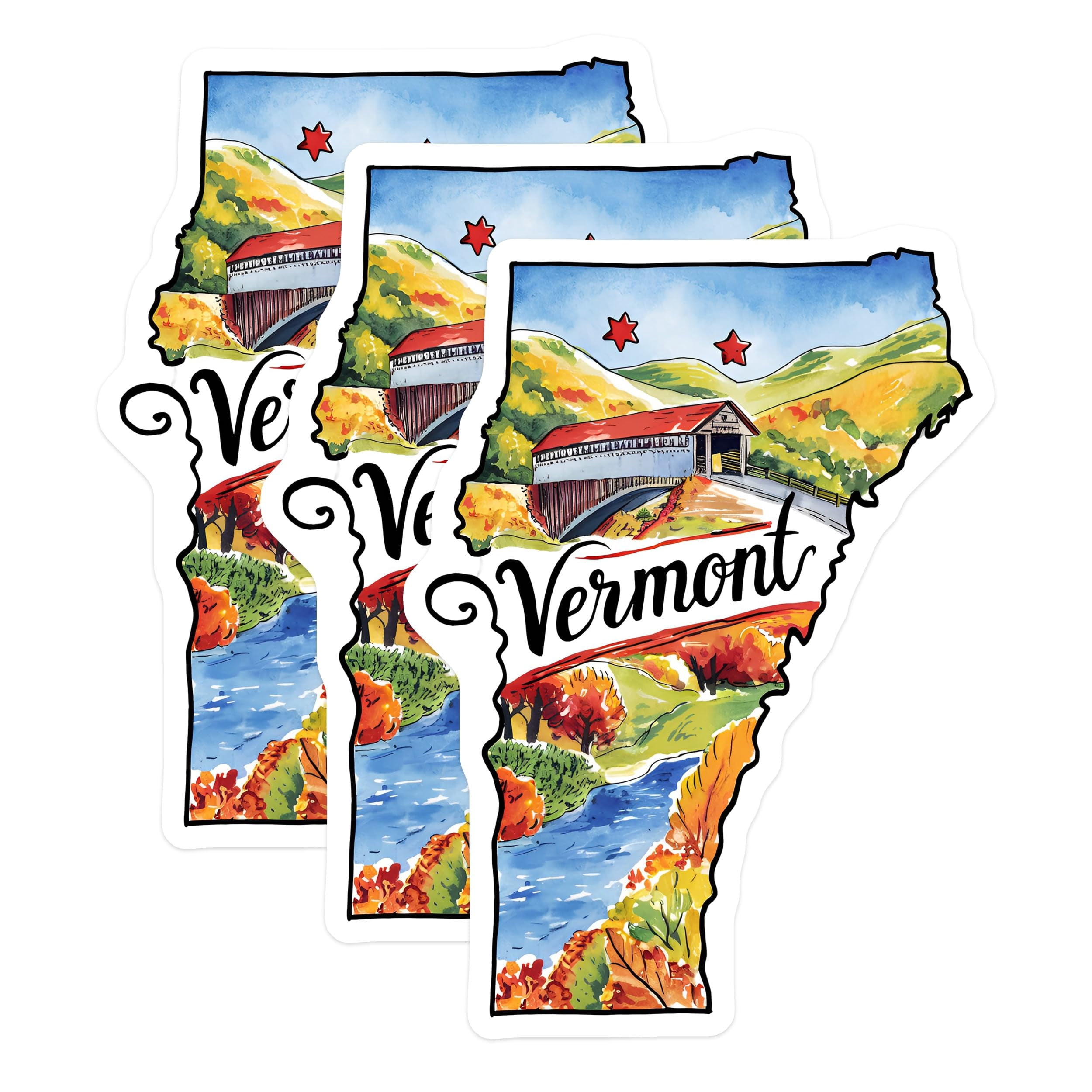 (3 Pack) Vermont Decals - State Pride Sticker - Travel Souvenir- 3 ...