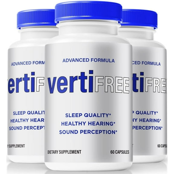 (3 Pack) Vertifree Capsules for Vertigo- Advanced Ear Support, Natural Formula to Promote Inner Ear Health, Tinnitus Supplement for Ringing, Official Auditory Pills, Verti Free (180 Capsules)