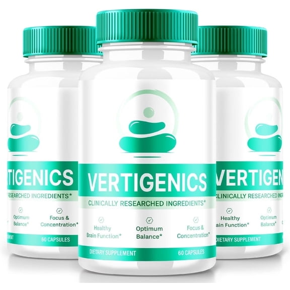 (3 Pack) Vertigenics, Natural Formula for Balance and Coordination, Maximum Strength Supplement for Cognitive Health, Complex Brain Support Capsules, Verti genics Reviews (180 Capsules)