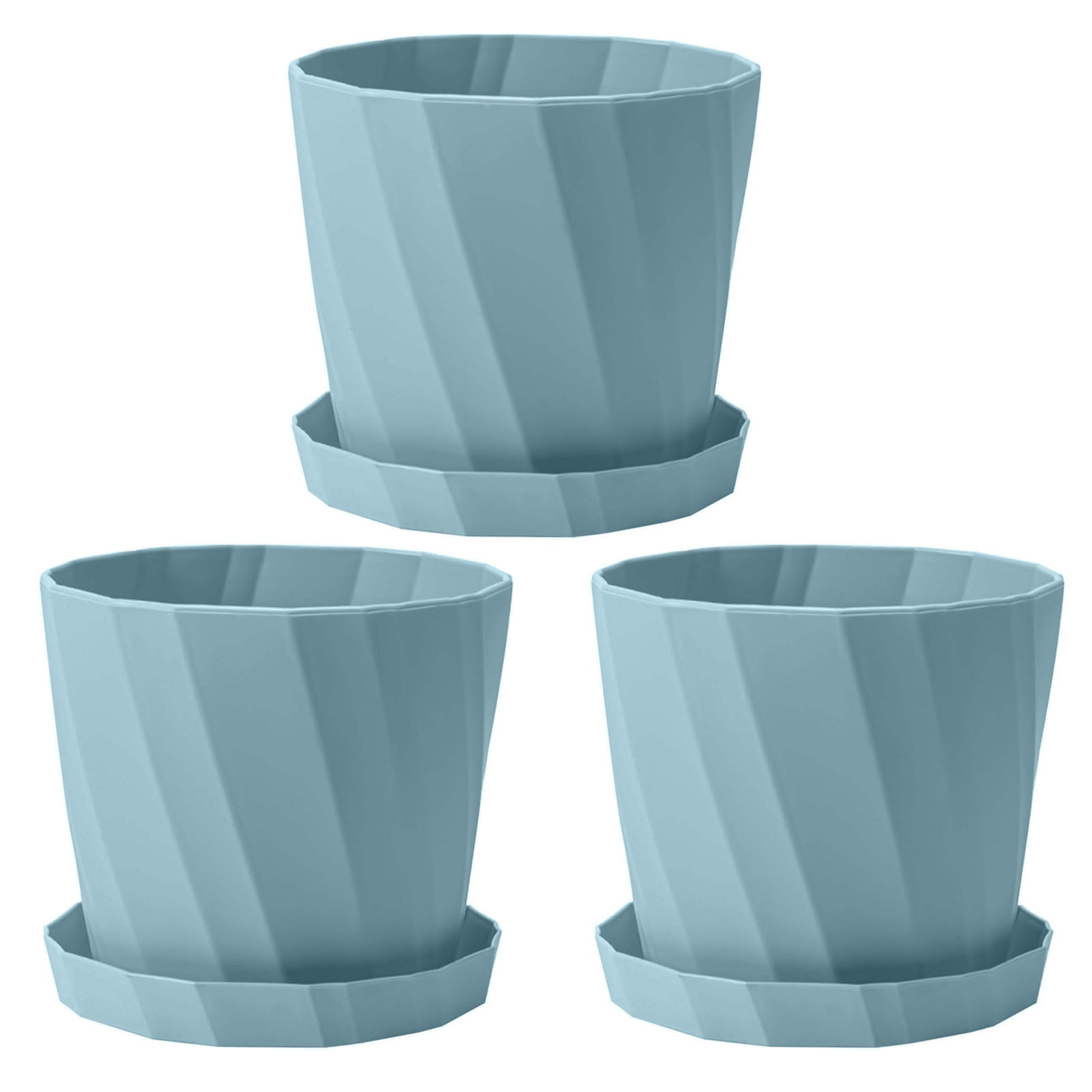 3Pack Vibrant Plastic Plant Pots with Drainage Holes and Removable Saucers Ideal for Indoor