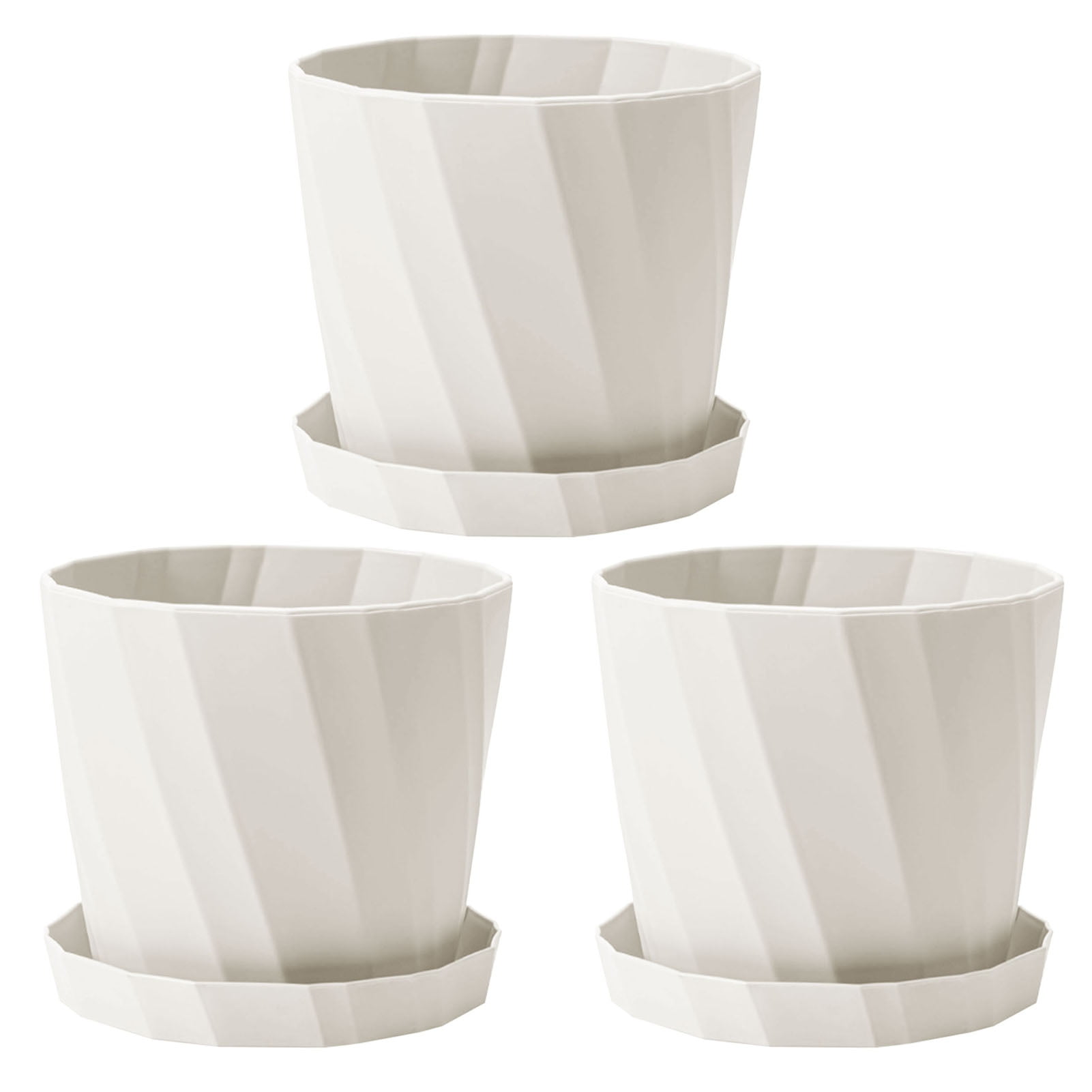 3Pack Vibrant Plastic Plant Pots with Drainage Holes and Removable