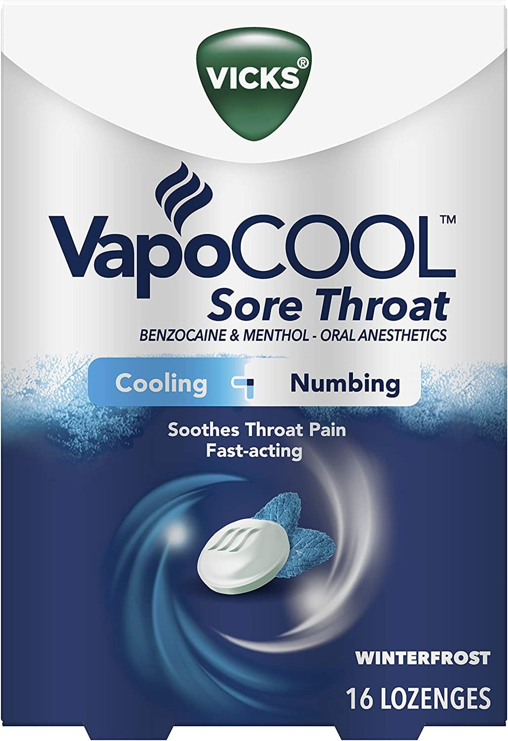 3 Pack - Vicks VapoCool Sore Throat Lozenges, Winterfrost, 16