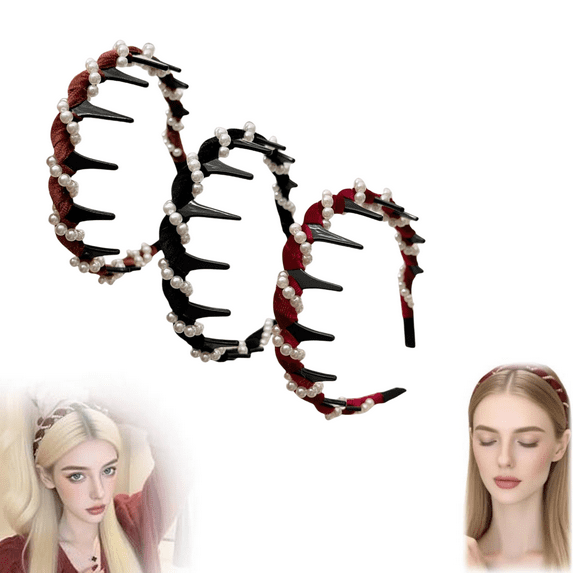 3 Pack Vintage High Cranium Artificial Pearl Hairband, 2025 New Elegant Pearl Headbands for Women Girls, Rhinestone Decorative Hair Bands Fashion Hair Accessories Gifts