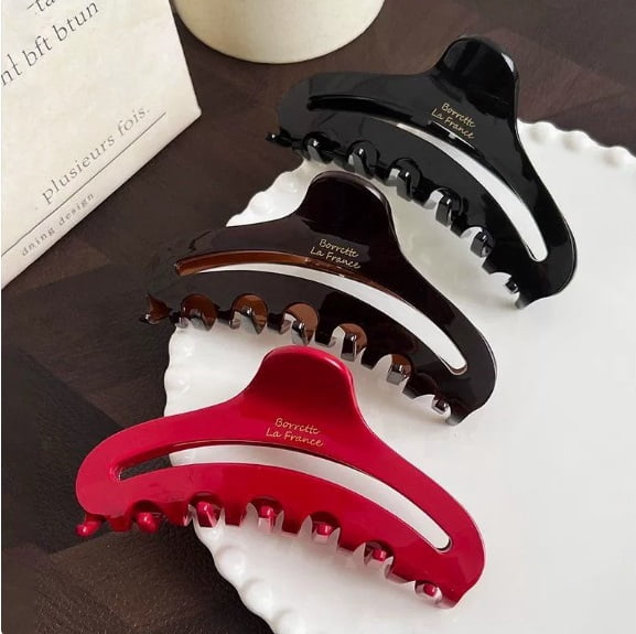 3-Pack Vintage-Inspired Large Shark Clips - Strong Grip for Thick Hair, Elegant Design for Everyday Use