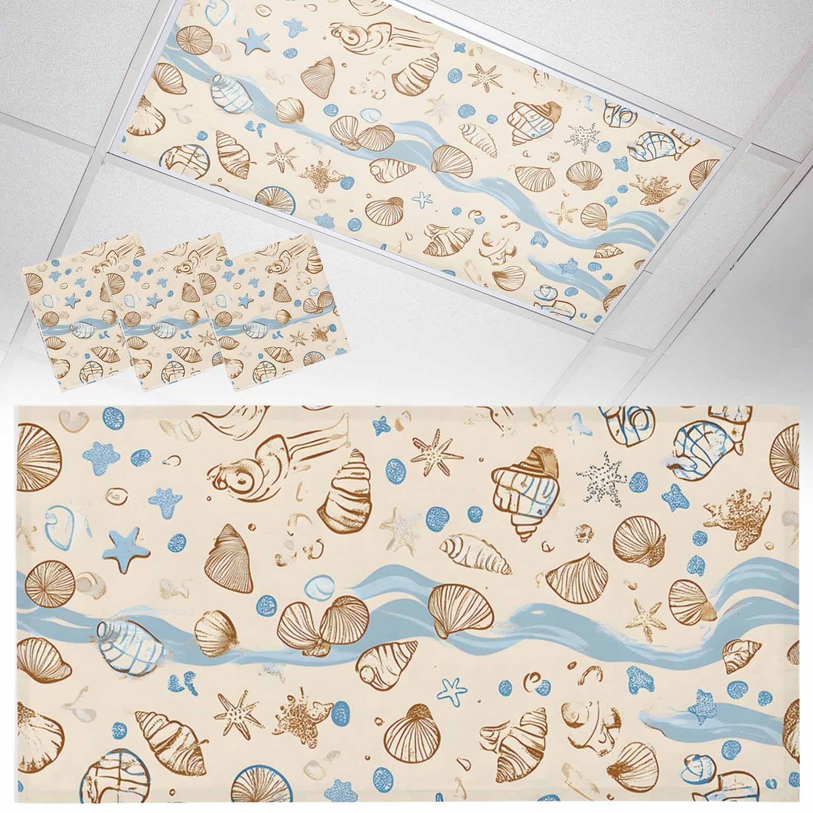 Shell Wall Cover 3 Pack Vintage Shell Fluorescent Light Covers for Ceiling Lights Brown ...