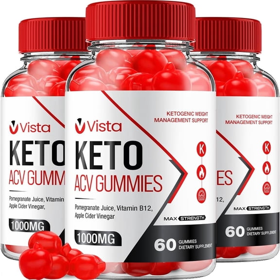 3 Pack Vista Keto ACV Gummies - Official - Keto Vista ACV Advanced Formula Plus Apple Cider Vinegar Dietary Supplement B12 Beet Root Juice Men Women 180 Gummies