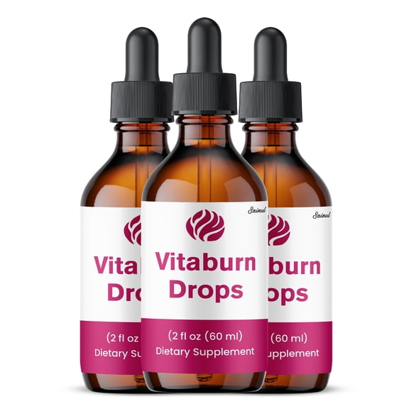 (3 Pack) VitaBurn Drops, Maximum Strength Formula, Vita Burn Liquid Supplement All Natural Liquid Extract Gotitas 60 ML