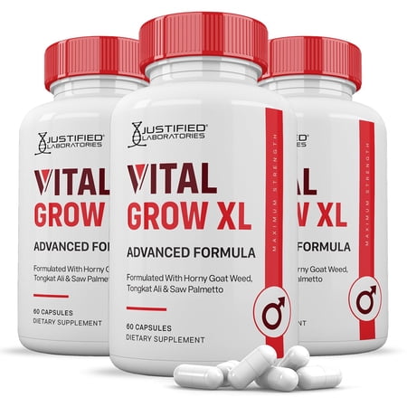 (3 Pack) Vital Grow XL Pills 1484MG Advanced Formula Proprietary Blend for Men's Health 180 Capsules