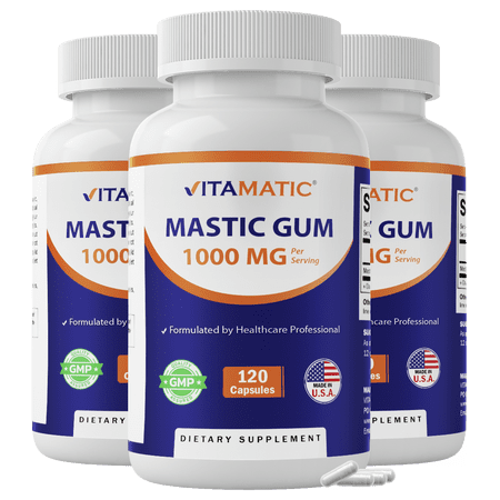 3 Pack - Vitamatic Mastic Gum 1000mg per Serving 120 Capsules