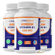 3 Pack Vitamatic Vitamin B1 Thiamine 500mg, 120 Capsule