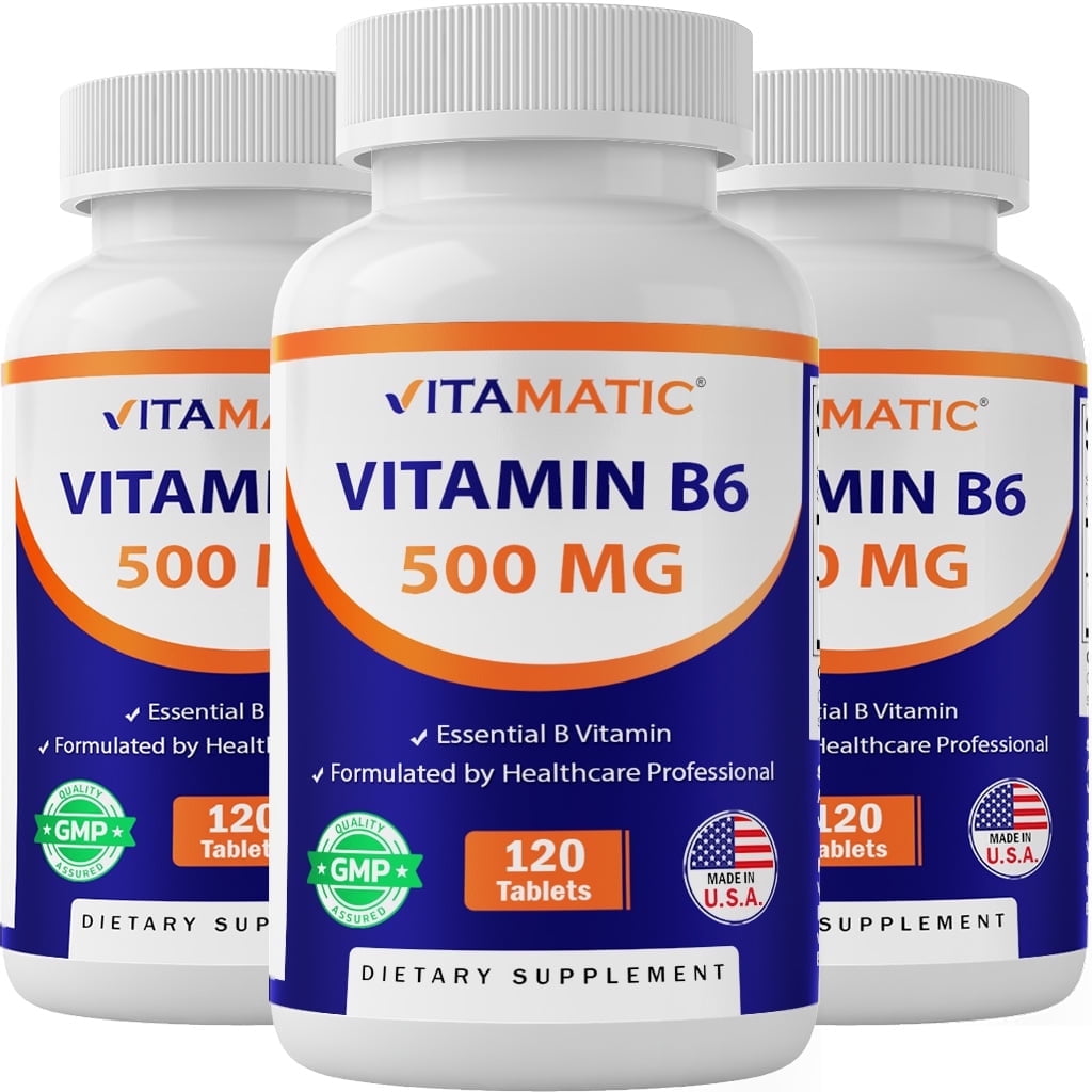 3 Pack Vitamatic Vitamin B6 500 mg 120 Tablets