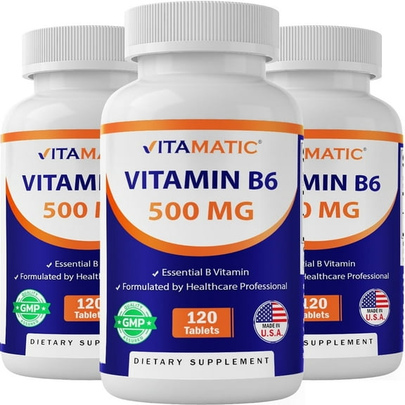 3 Pack Vitamatic Vitamin B6 500 mg 120 Tablets
