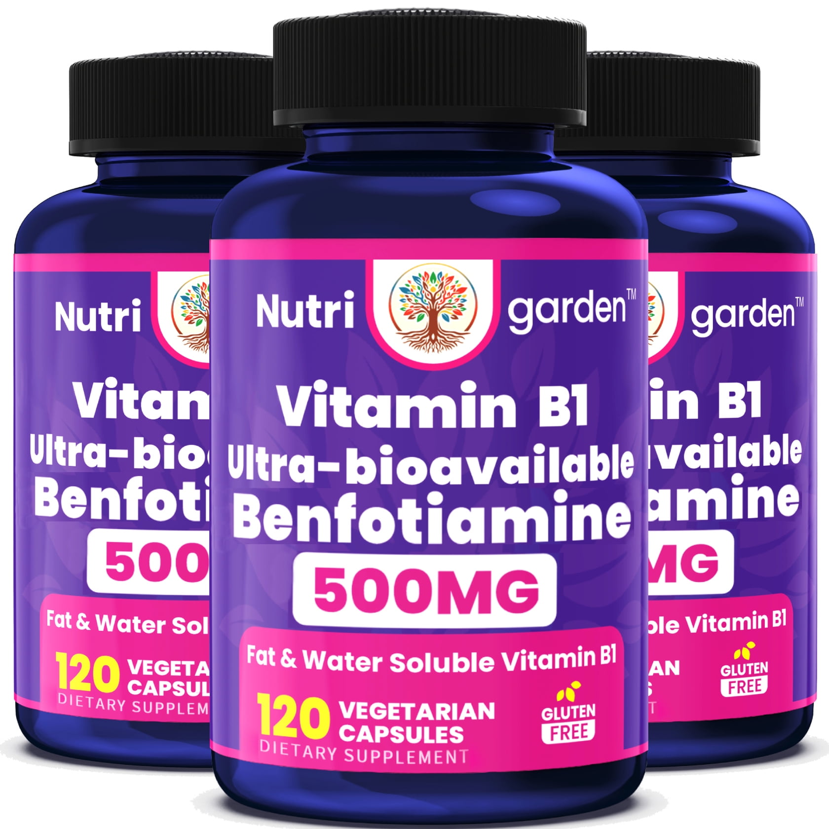 3 Pack Vitamin B1 Thiamine 500mg Supports Energy Metabolism, Nervous