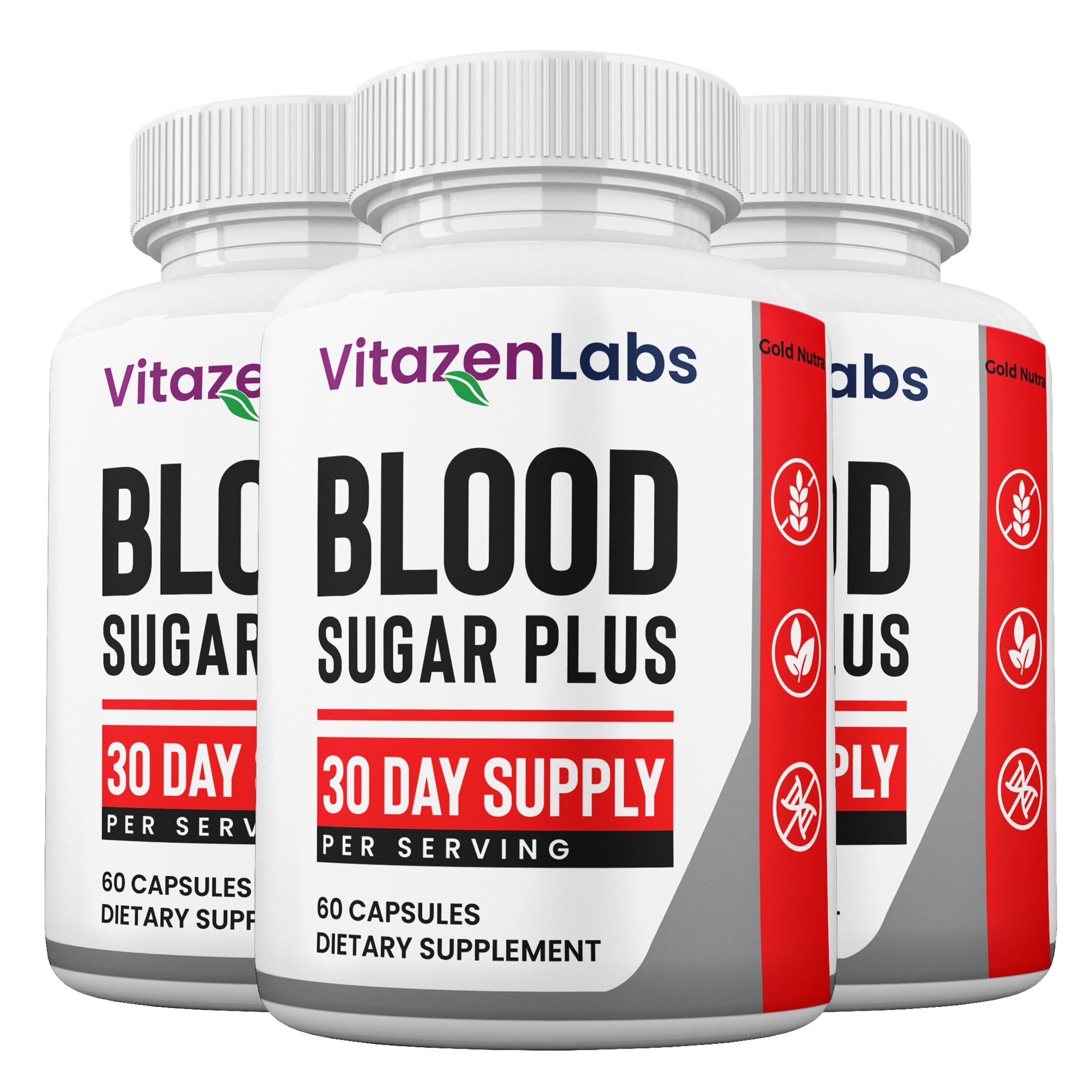 (3 Pack) VitazenLabs Blood Sugar Plus Capsules, Official Capsules, Maximum Strength, Made in the USA.