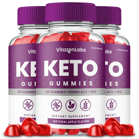 (3 Pack) VitazenLabs Keto ACV Gummies, Apple Cider Vinegar, Max Strength, 3 Month Supply Dietary Supplement, Made in USA