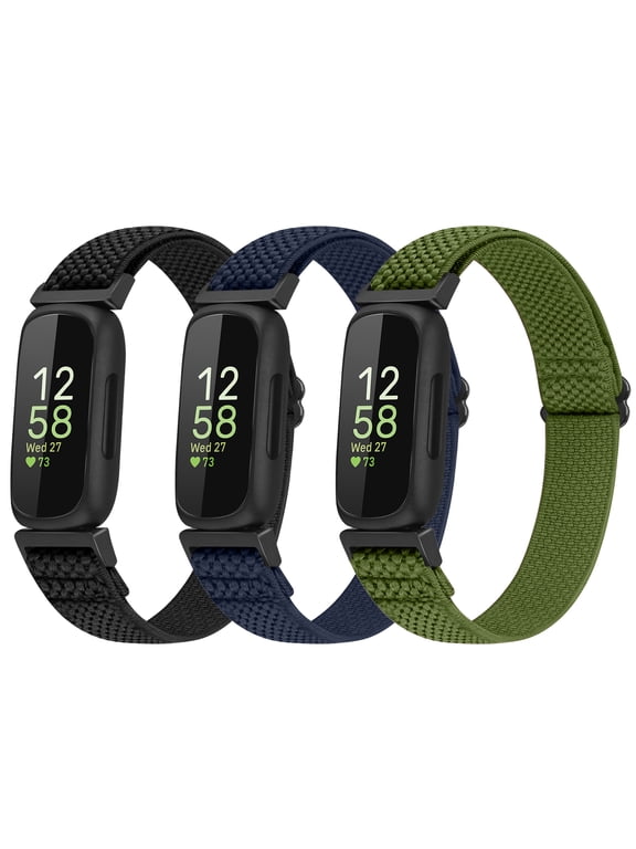 3 Pack Vodtian Elastic Bands Compatible with Fitbit Inspire 3/Inspire 2/Inspire/Inspire HR/Ace 2/Ace 3, Soft Nylon Adjustable Wristband for Women Man