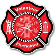 3 Pack Volunteer Firefighter Badge Maltese Cross Thin Red Line Red Lives Matter for Firemen or Firewomen