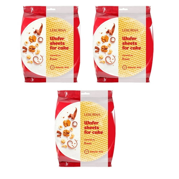 3 Pack - Wafer Sheets Pack of 8 Round Tort Veselka Wafers Plain W3.2oz (90g) each