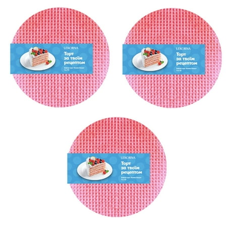 3 Pack Wafer Sheets Pack of 8 Round Tort Veselka Wafers Raspberry Plain 3.2oz (90g)each