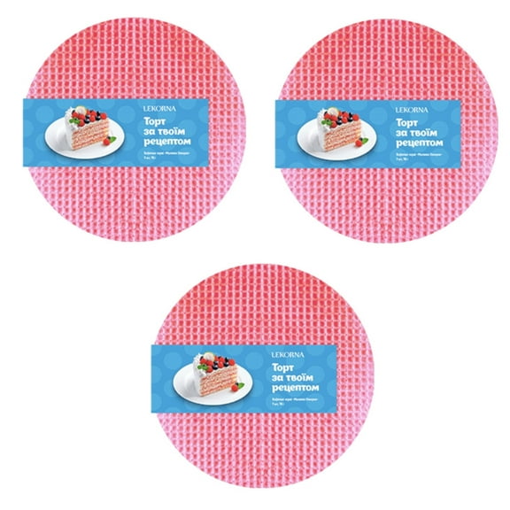 3 Pack Wafer Sheets Pack of 8 Round Tort Veselka Wafers Raspberry Plain 3.2oz (90g)each