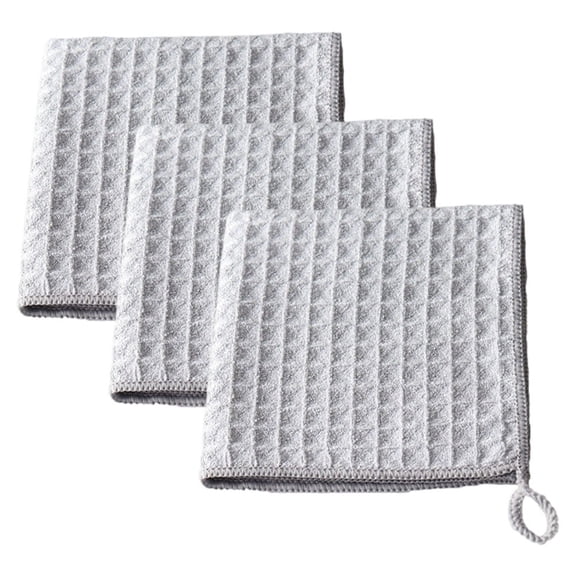 3 Pack Waffle Weave Ultra Absorbent Bar cleaning towels,Tea Towels 30*30cm Shallow gray