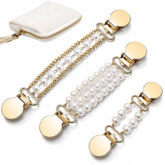 3 Pack Waist Cincher Clip Pearl, Decorative Dress Clips Back Cinch Rhinestone, Pearl Cinch Clips for Women Clothing