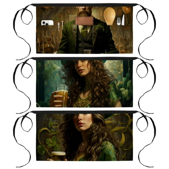 3 Pack Waists Apron with 3 Pockets Waitress Apron St. Parikh's Day Server Apron