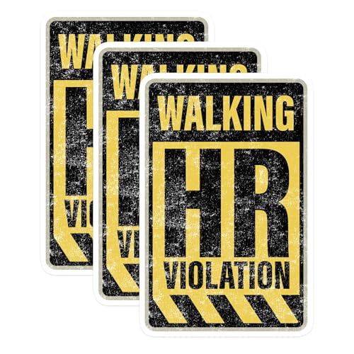 (3 Pack) Walking HR Violation Decals - Funny Office Humor - Sarcastic Workplace Decals - 3 Inches On Longest Side - Easy Peel & Apply - Made in USA - 3MCS0530