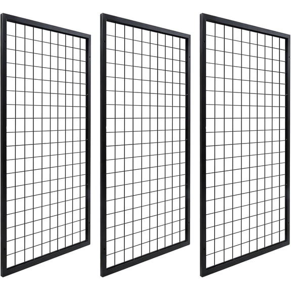3-Pack Wall Mount Gridwall Panels, Heavy Duty 2' x 3' Metal Wire Grid Wall Display Rack, Versatile Black Grid Panels for Retail Display and Workshop Organization