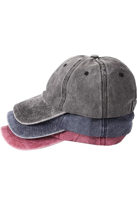 3 Pack Washed Plain Baseball Cap, Retro Adjustable Dad Hats Gift for Men/Women, Cotton