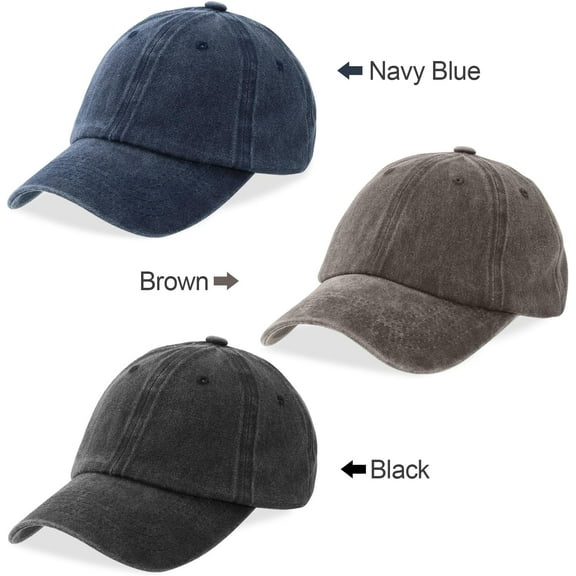 3 Pack Washed Plain Baseball Cap, Retro Adjustable Dad Hats Gift for Men/Women,Unstructured/Cotton